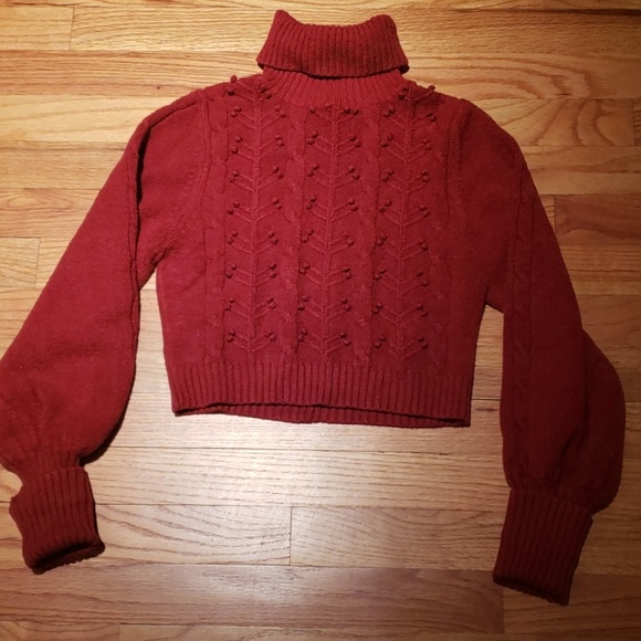 Arden B Tops - ARDEN B - Turtleneck Textures Crop  Sweater